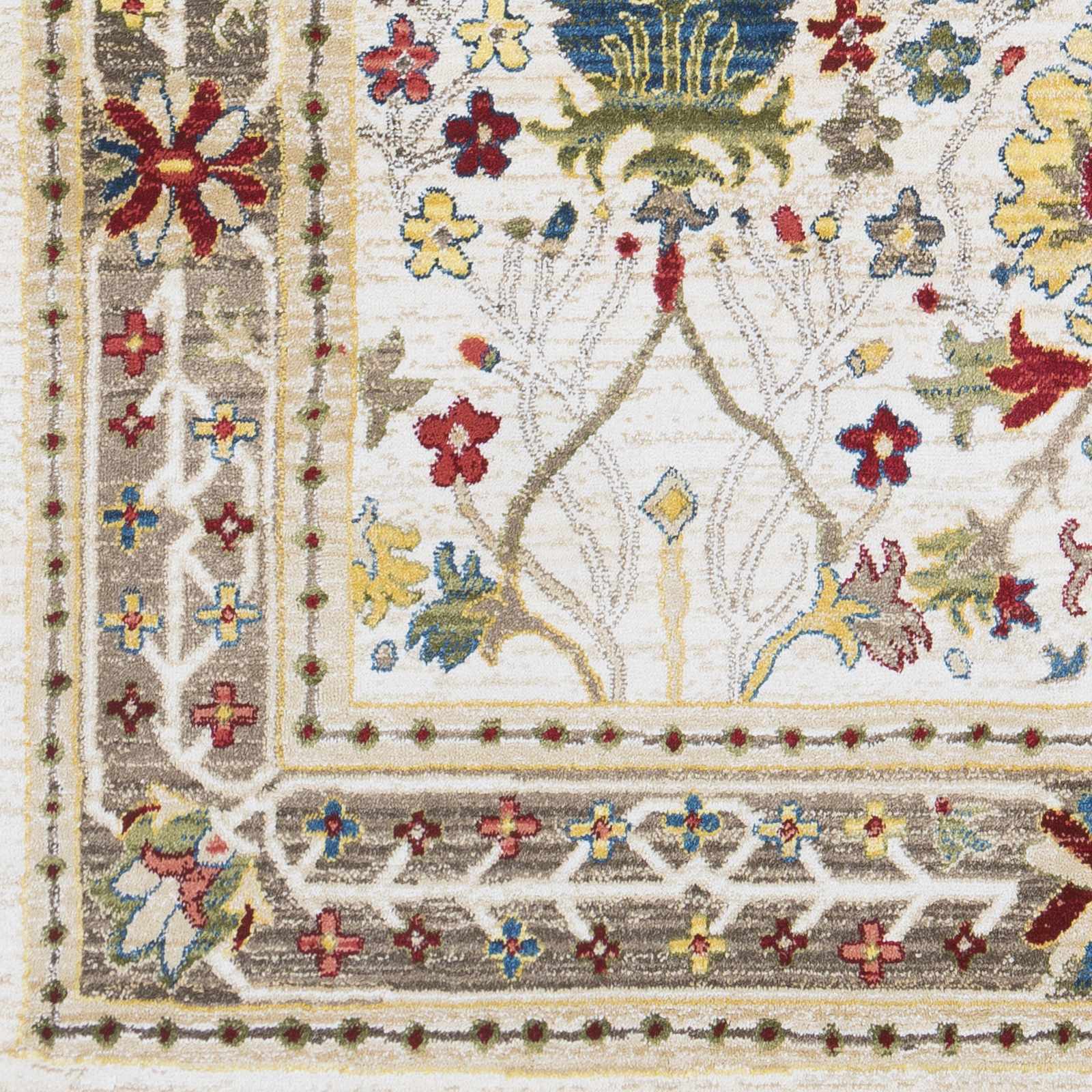 Exquisite Hauteloom Neola White/Brown Damask Area Rug