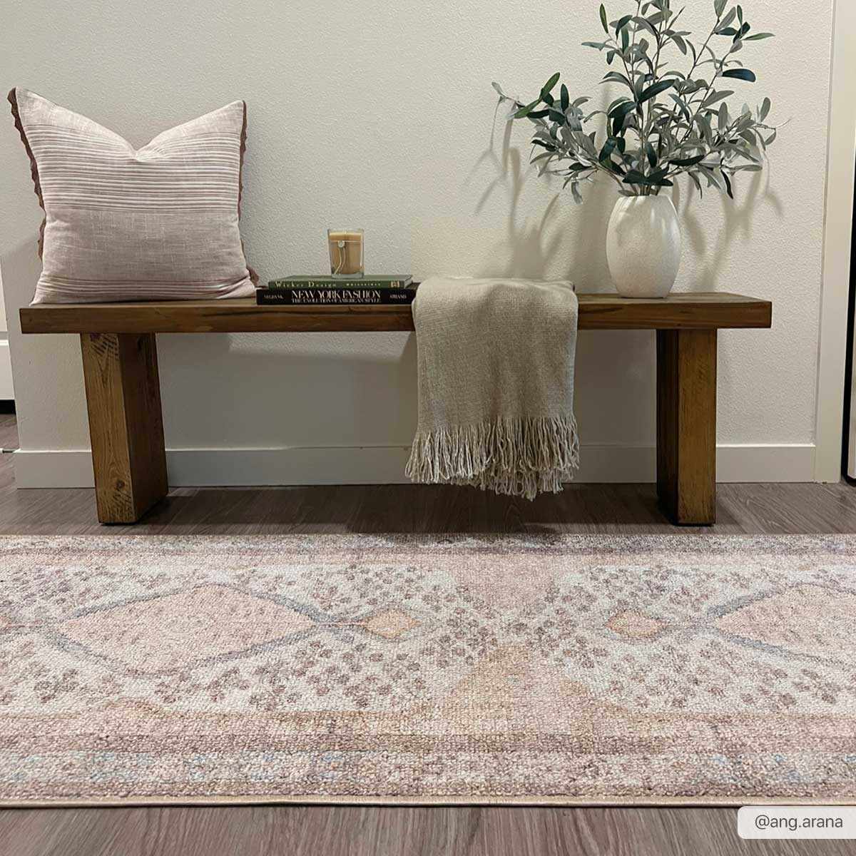 Hauteloom Analu Peach Luxury Washable Area Rug