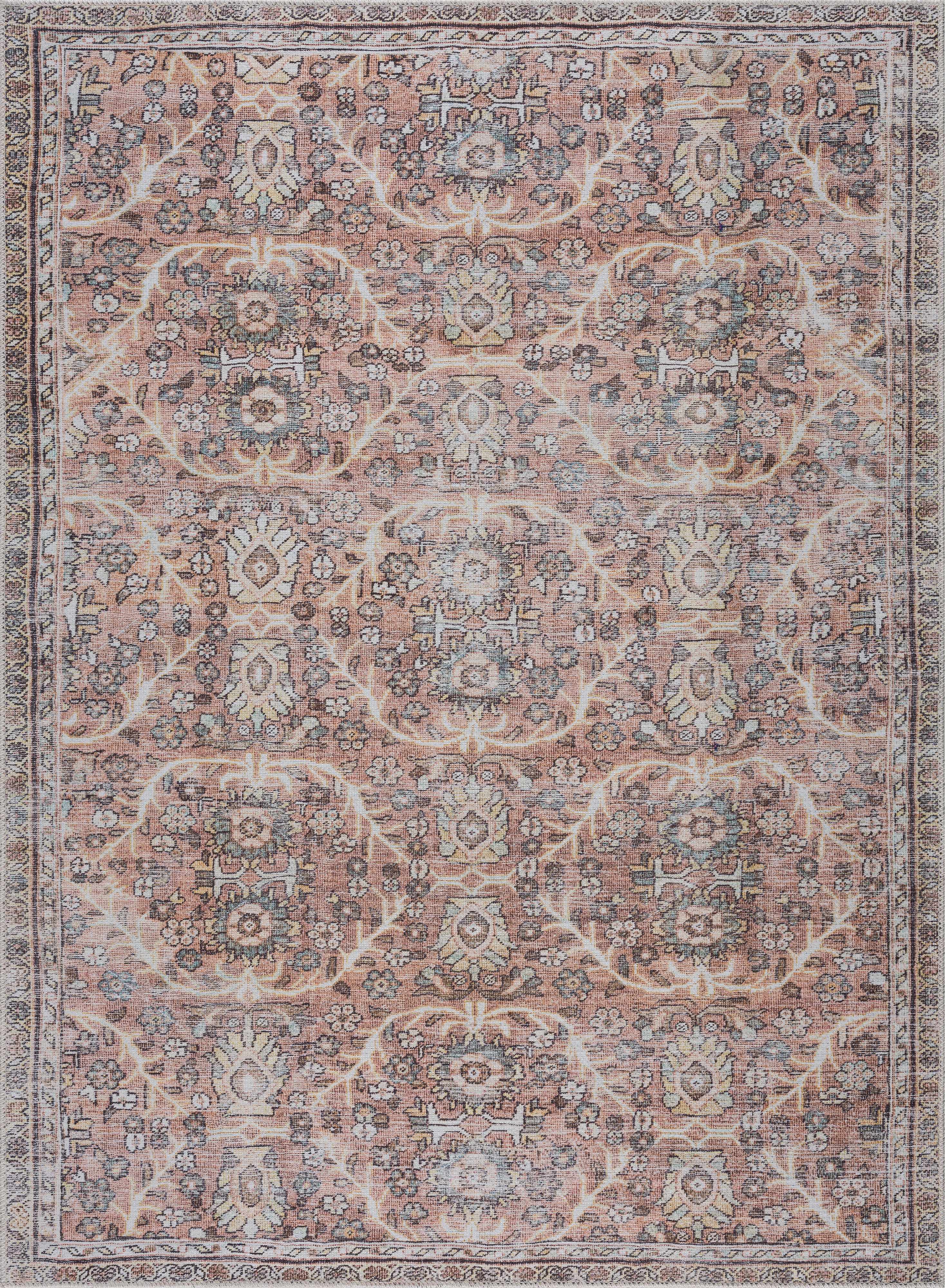 Hauteloom Urpi Rose & Brown Washable Area Rug - Add a Pop of Color to Your Space!