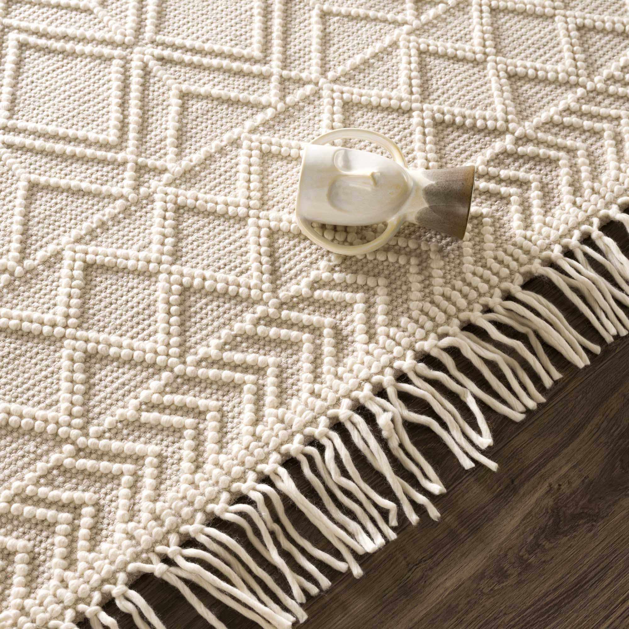 Indulge in Luxury with Hauteloom Ramsbury Beige Trellis Wool Rug