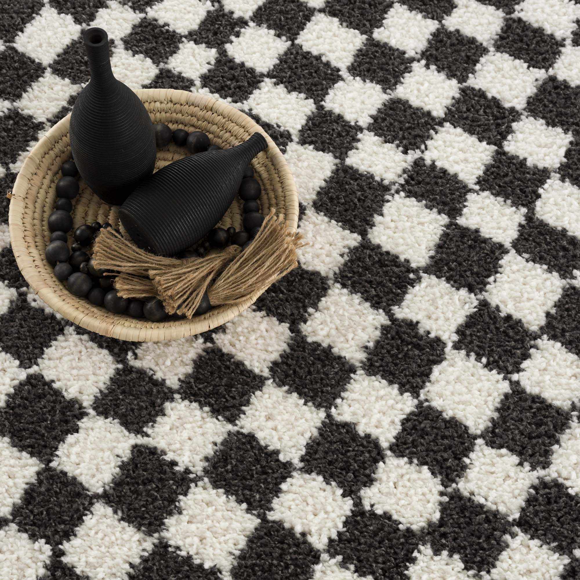 Stunning Hauteloom Kieu Black & White Checkered Area Rug
