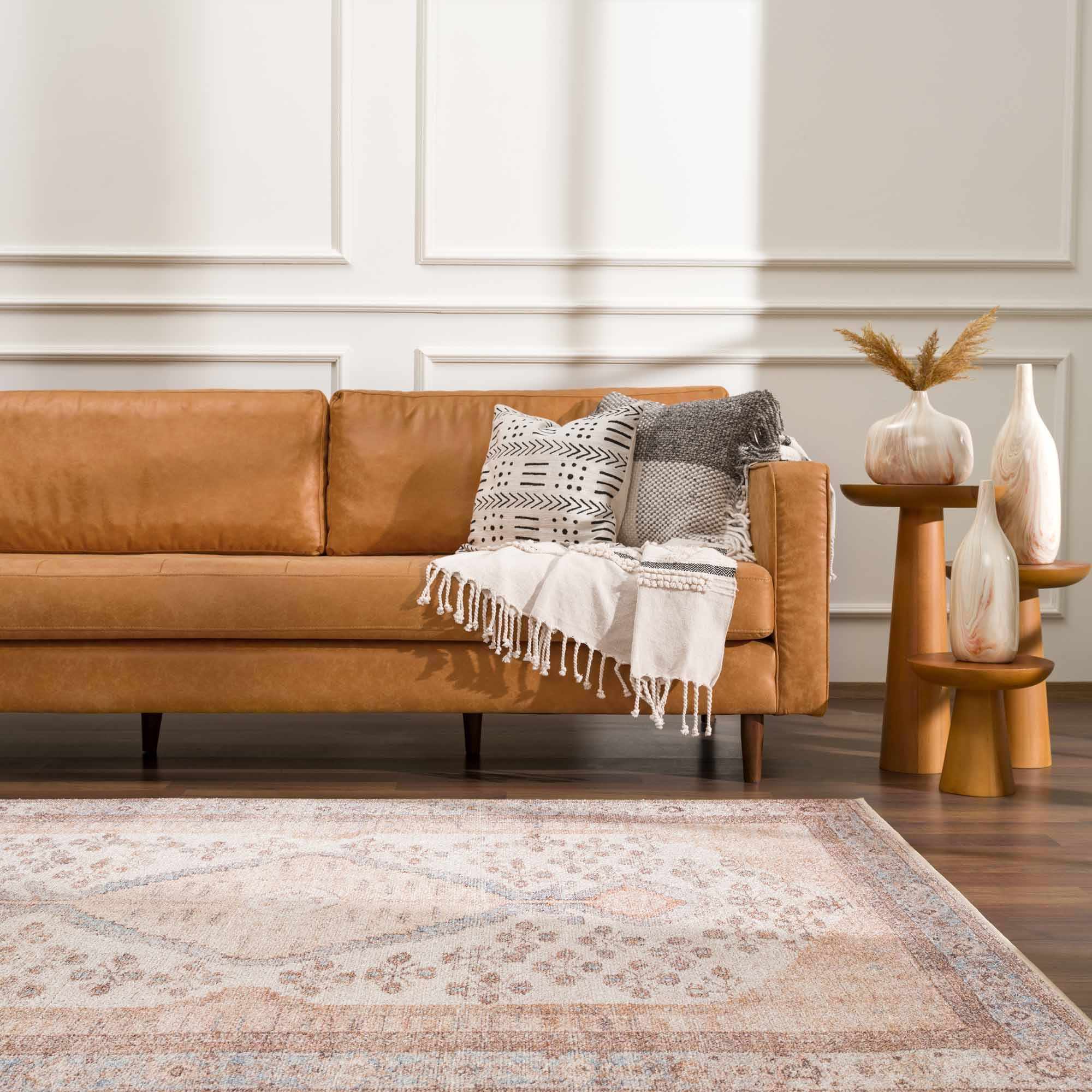 Hauteloom Analu Peach Luxury Washable Area Rug