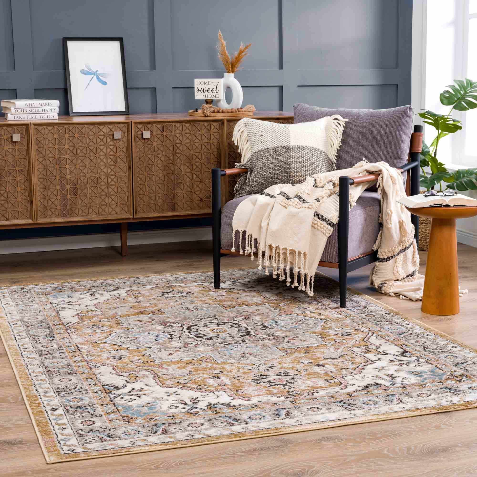Exclusive Hauteloom Albie Gold & Beige Area Rug - Grab This Clearance Deal Now!
