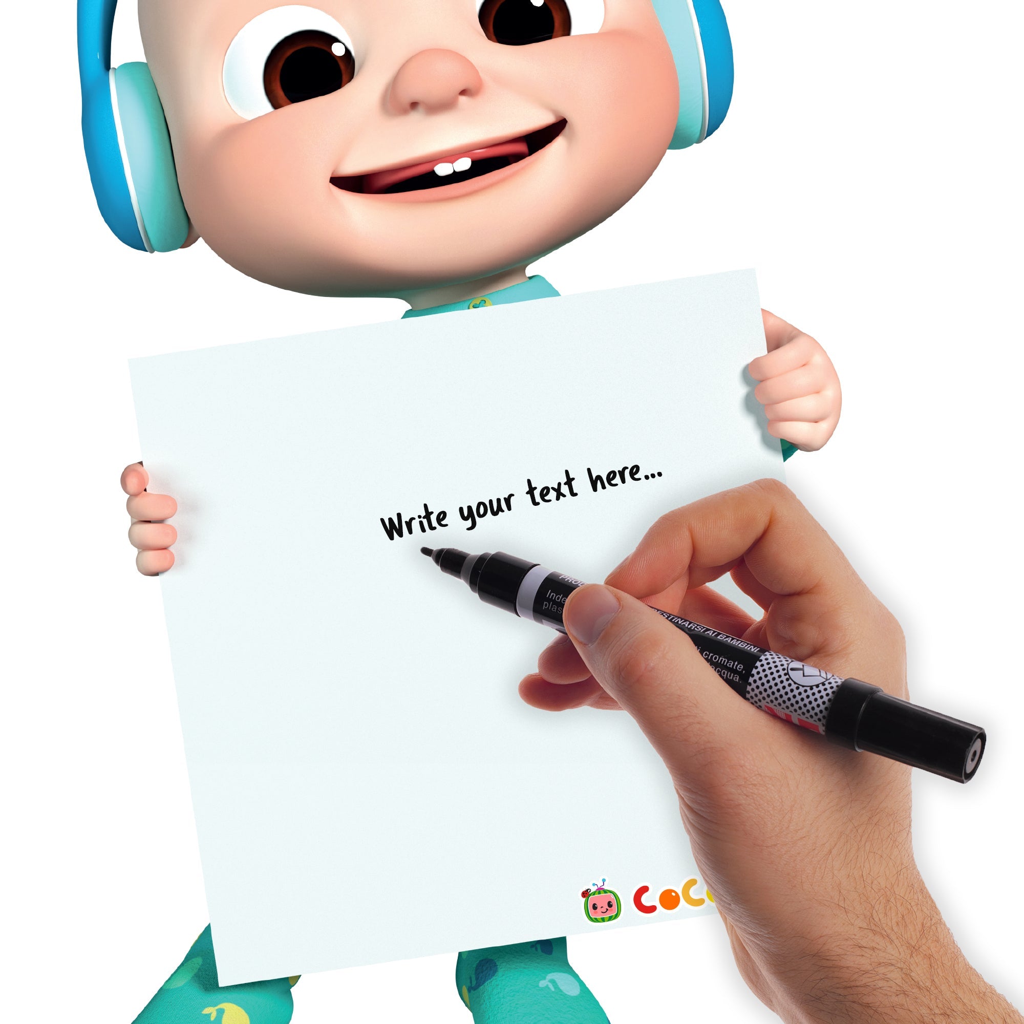 CoComelon Removable Adhesive Decal - Fathead JJ Holding Paper Dry Erase