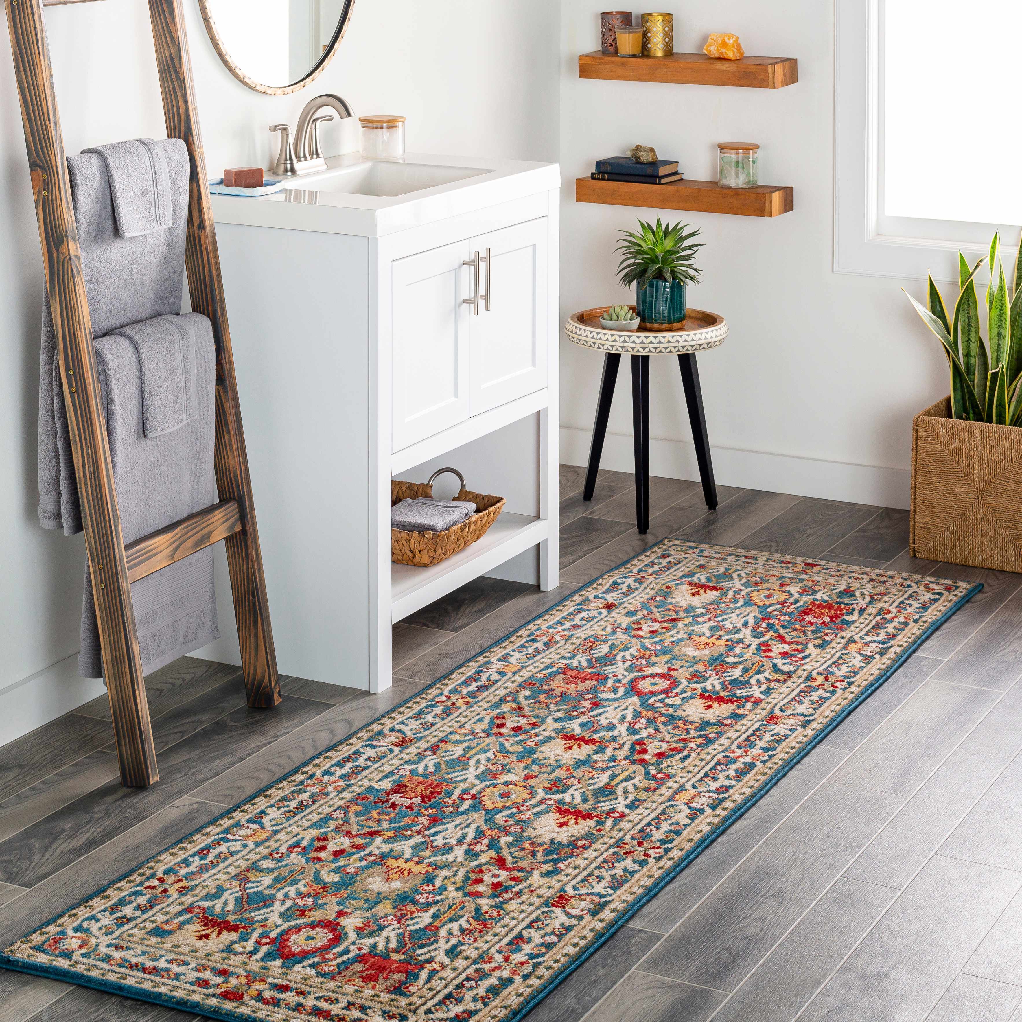 Exquisite Hauteloom Neola Navy Blue Damask Area Rug