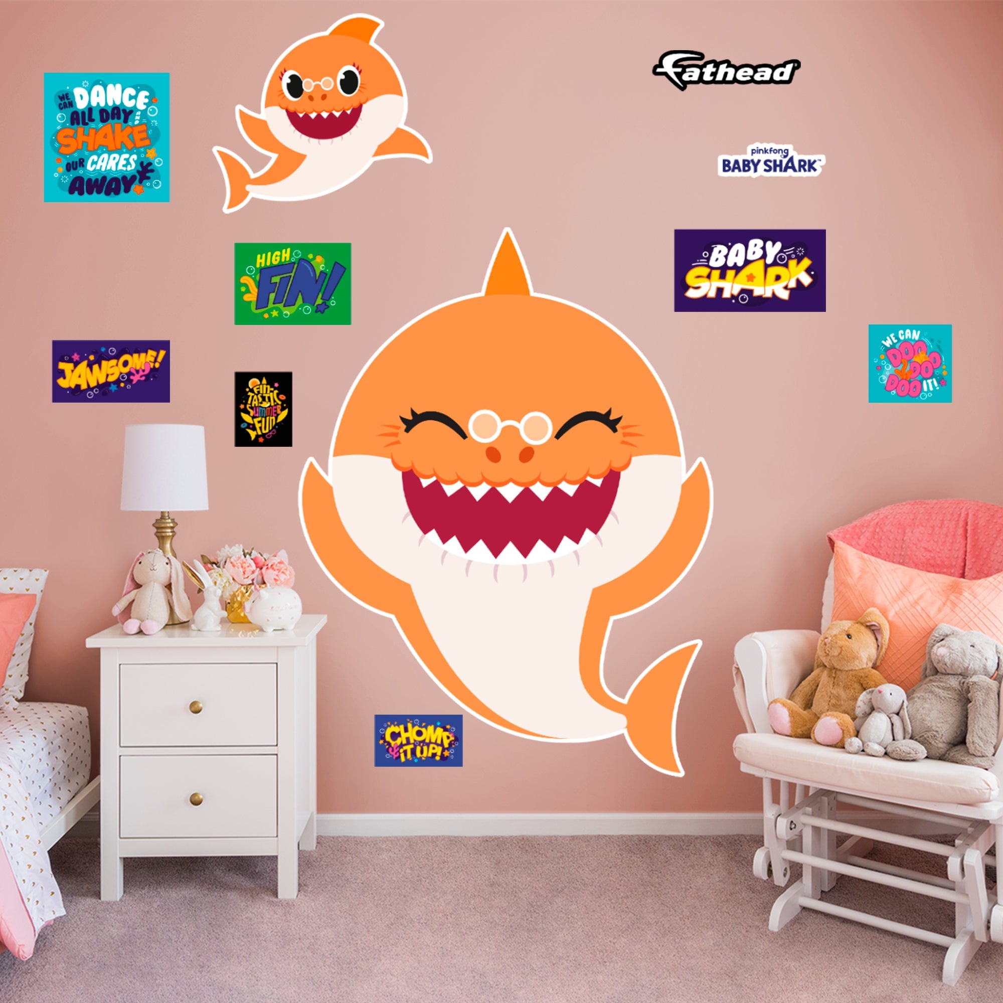 Officially Licensed Nickelodeon Fathead Baby Shark: Grandma Shark RealBig Removable Adhesive Decal