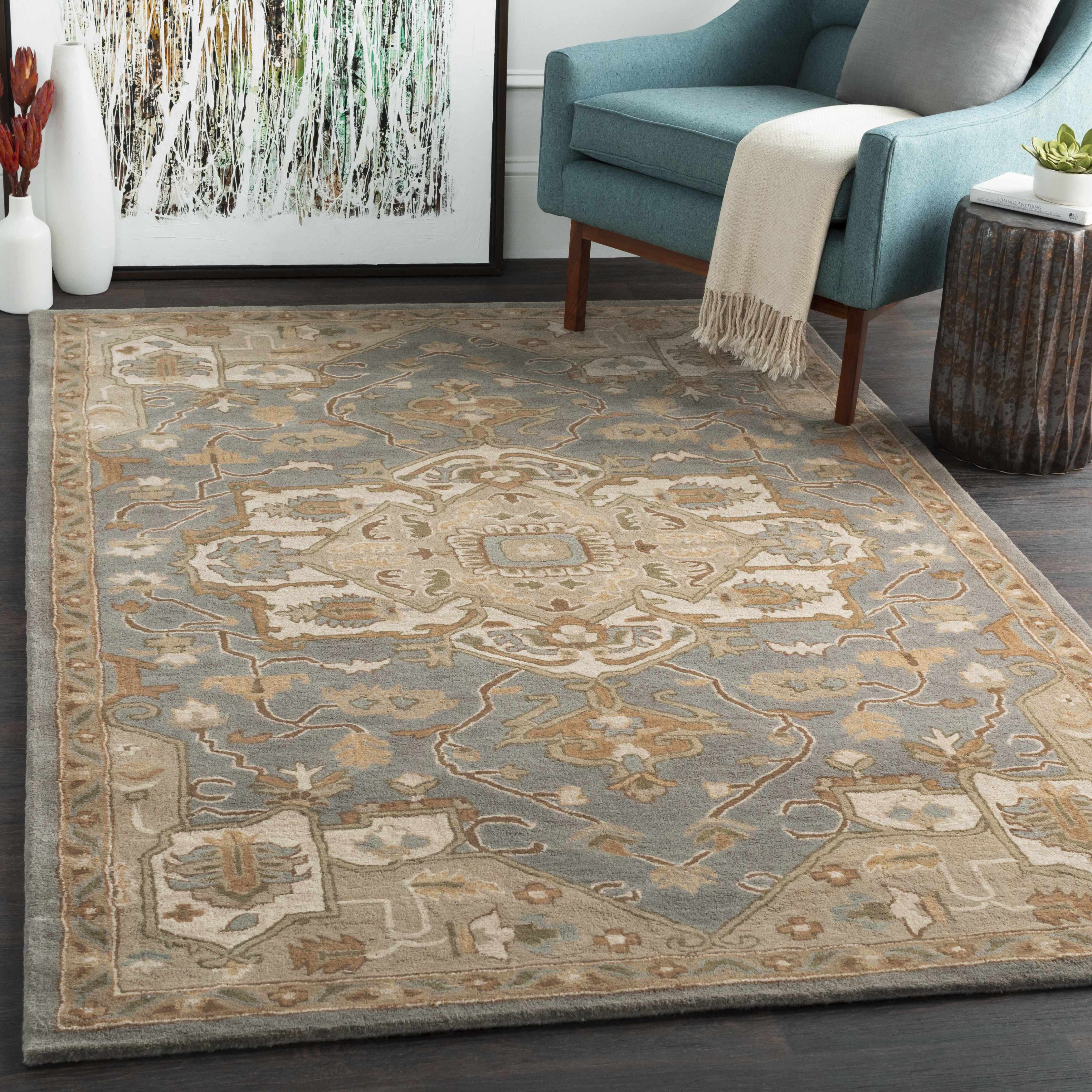 Luxurious Hauteloom Broomfield Gray Wool Area Rug
