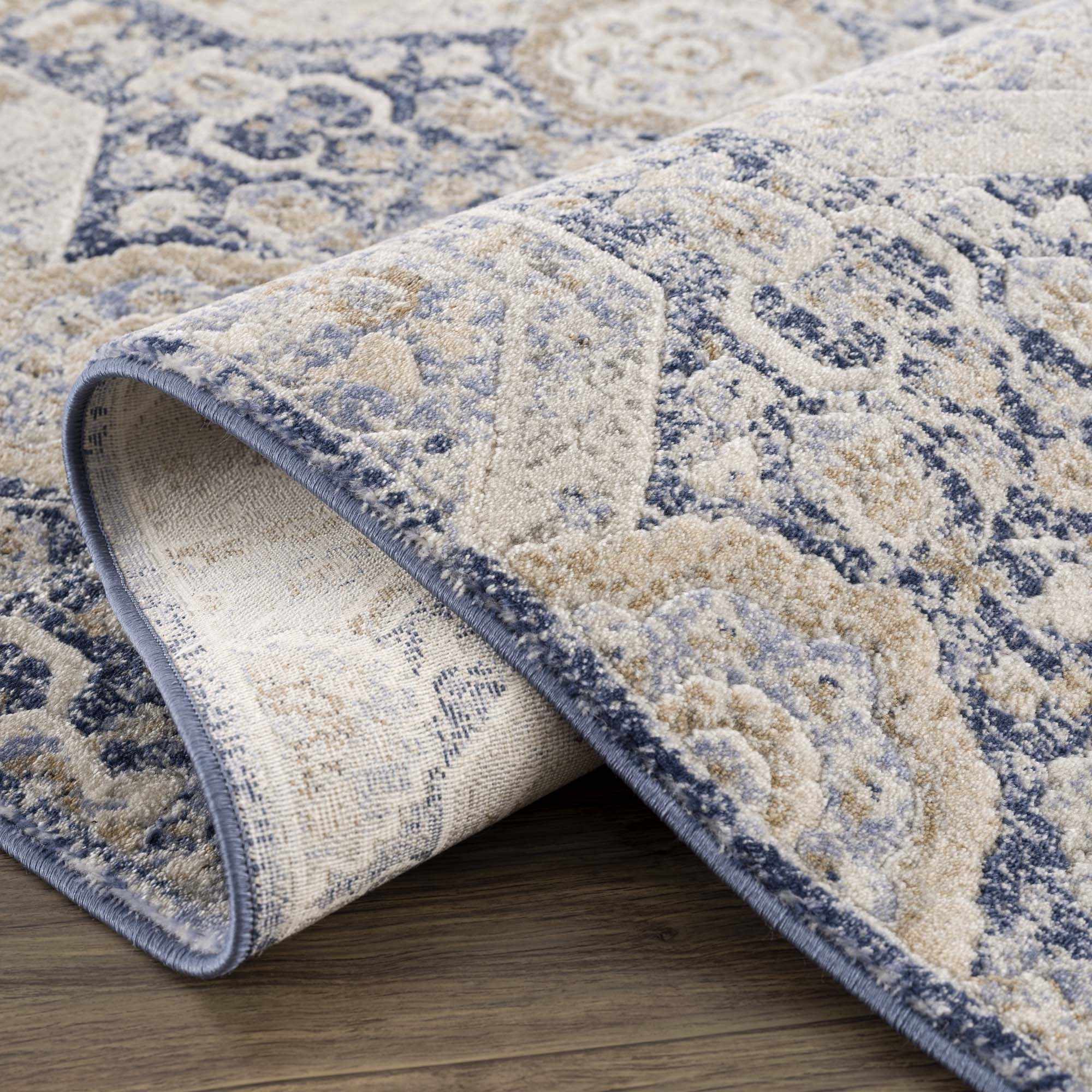 Luxurious Hauteloom Parkerfield Blue Area Rug