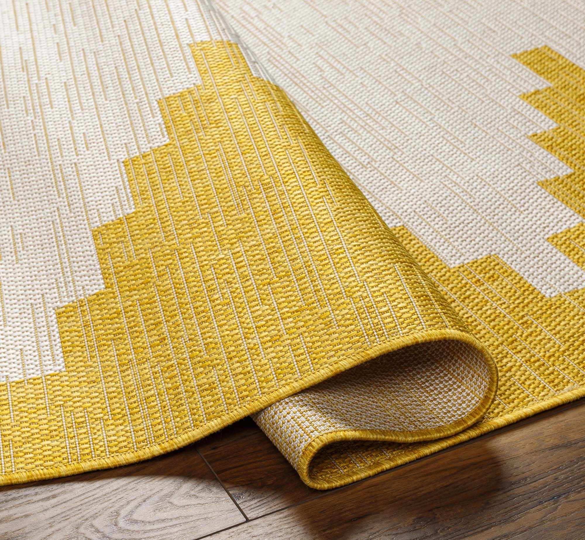 Hauteloom Djugun Yellow Aztec-Inspired Outdoor Rug