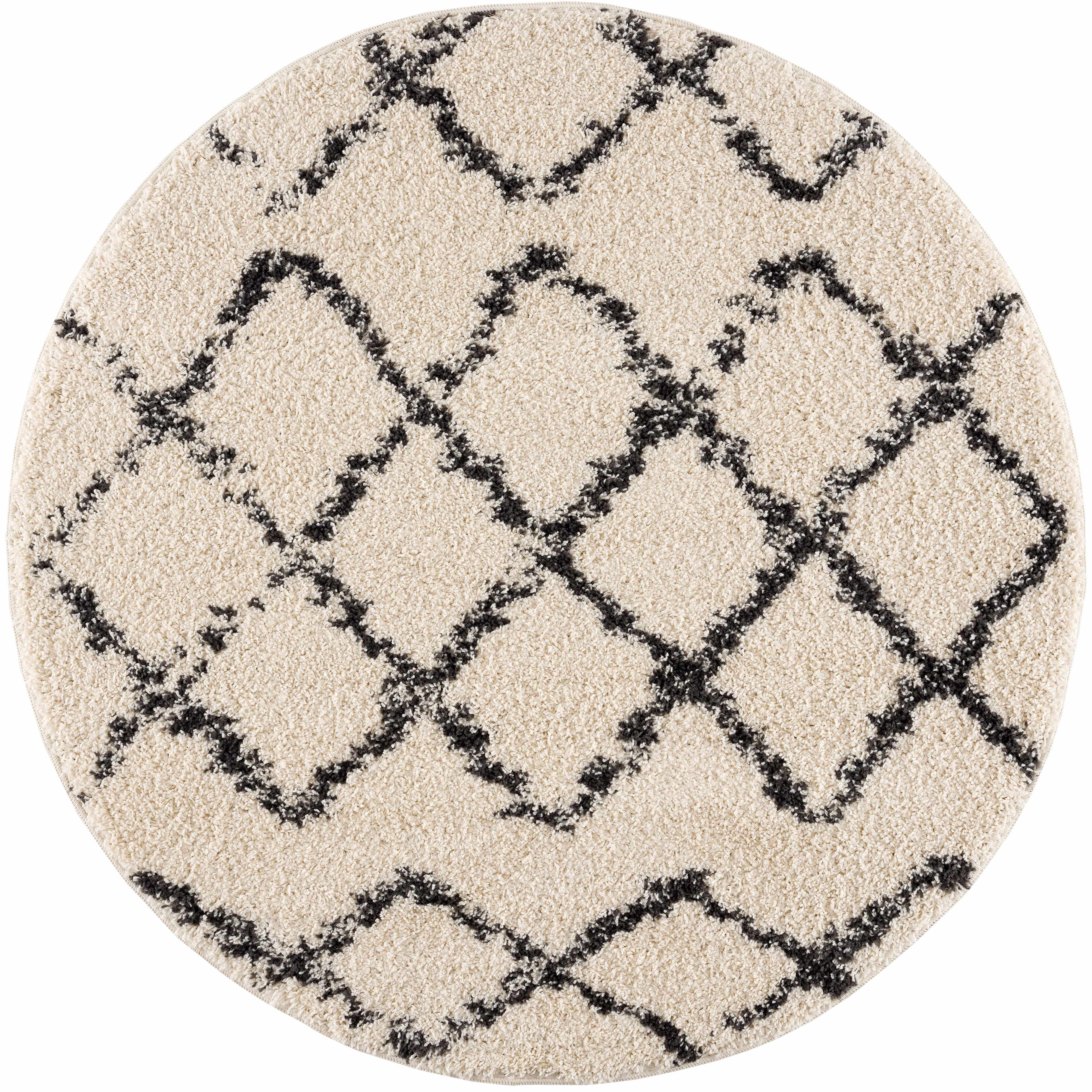 Hauteloom Wallagrass Trellis Tassel Shag Rug - Bohemian Beauty in Beige/Black