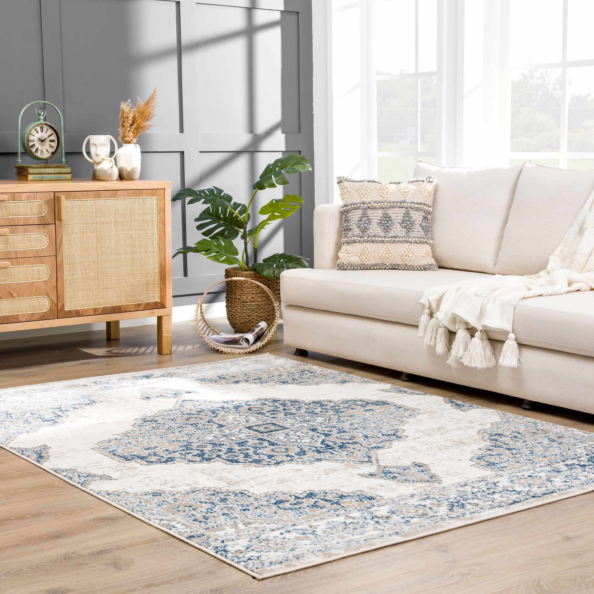 Exquisite Hauteloom Amir Blue Medallion Area Rug