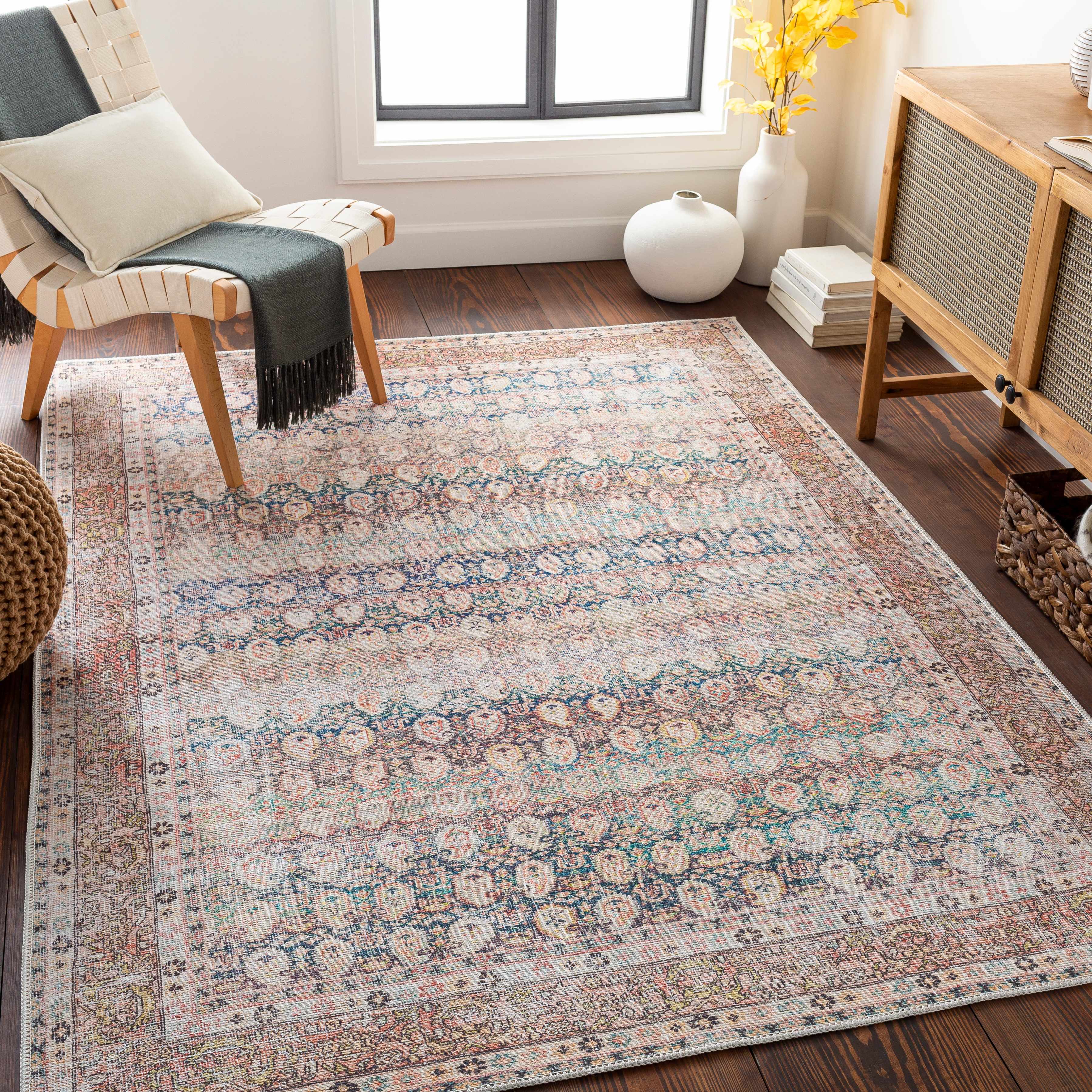 Hauteloom Rust Maligaya Distressed Washable Area Rug - Transform Your Space