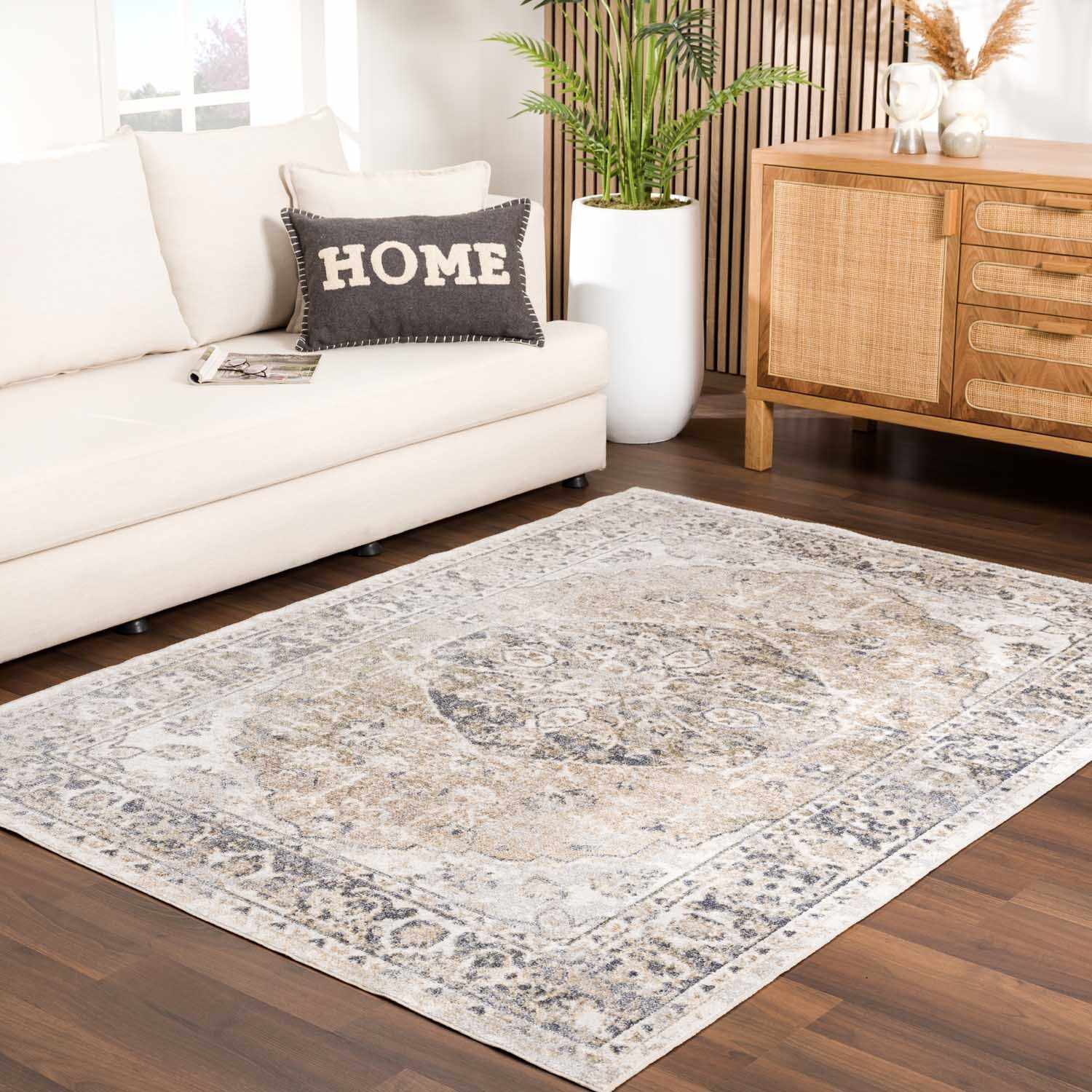 Luxurious Hauteloom Rudo Beige Washable Area Rug - Transform Your Space