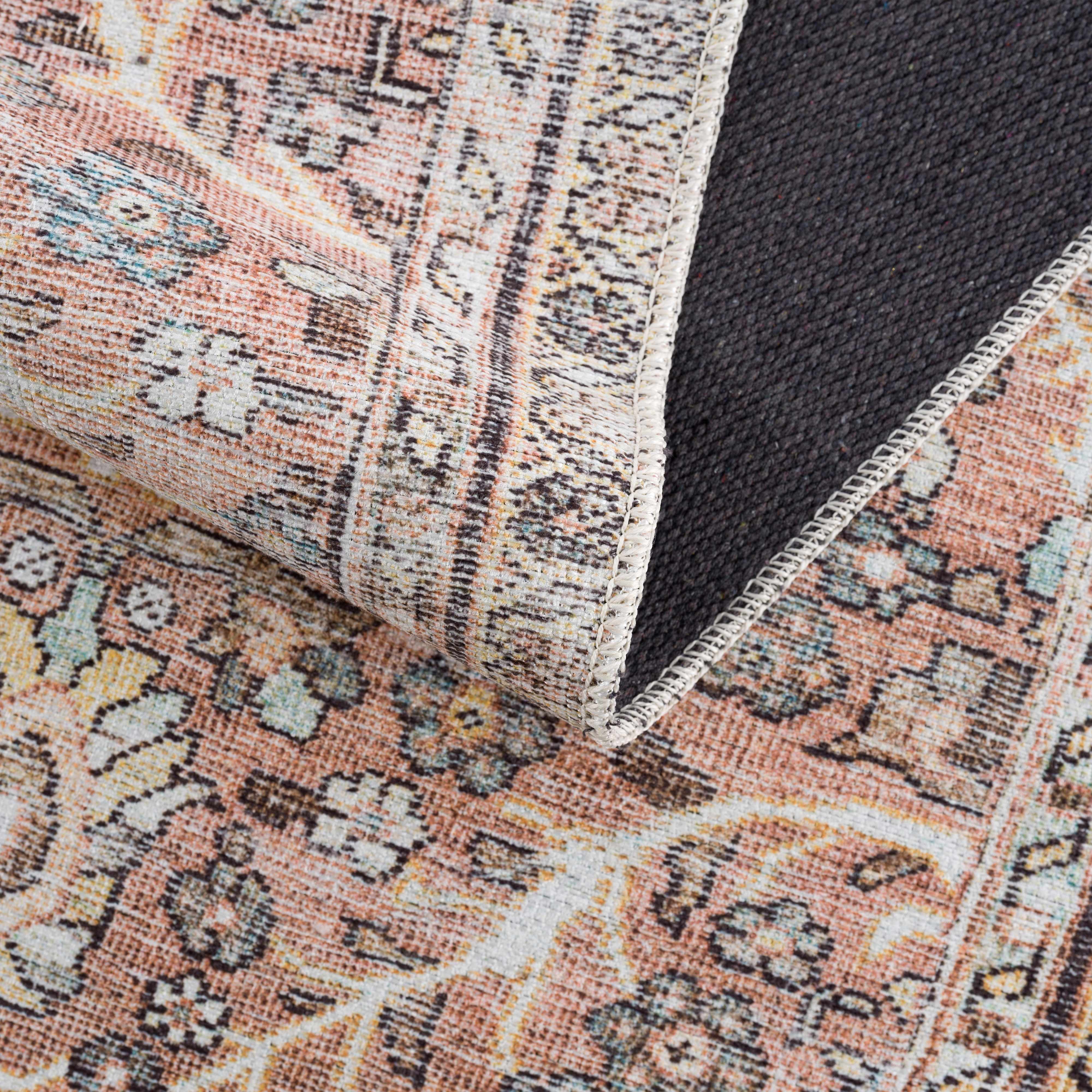 Hauteloom Urpi Rose & Brown Washable Area Rug - Add a Pop of Color to Your Space!