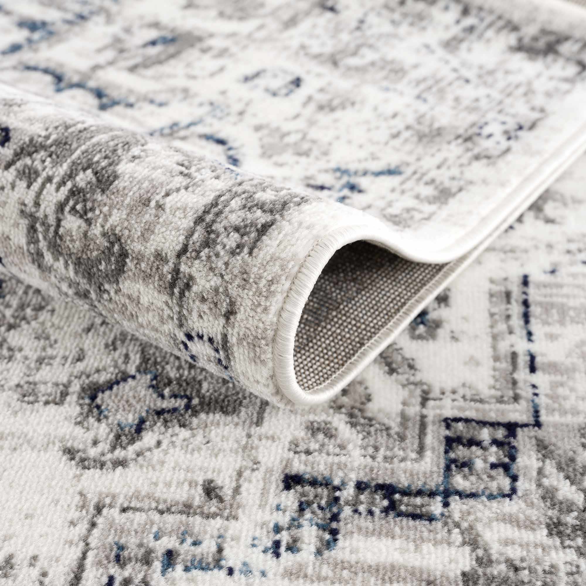 Hauteloom Buenaventura Cream & Navy Area Rug - Add a Touch of Elegance to Your Space