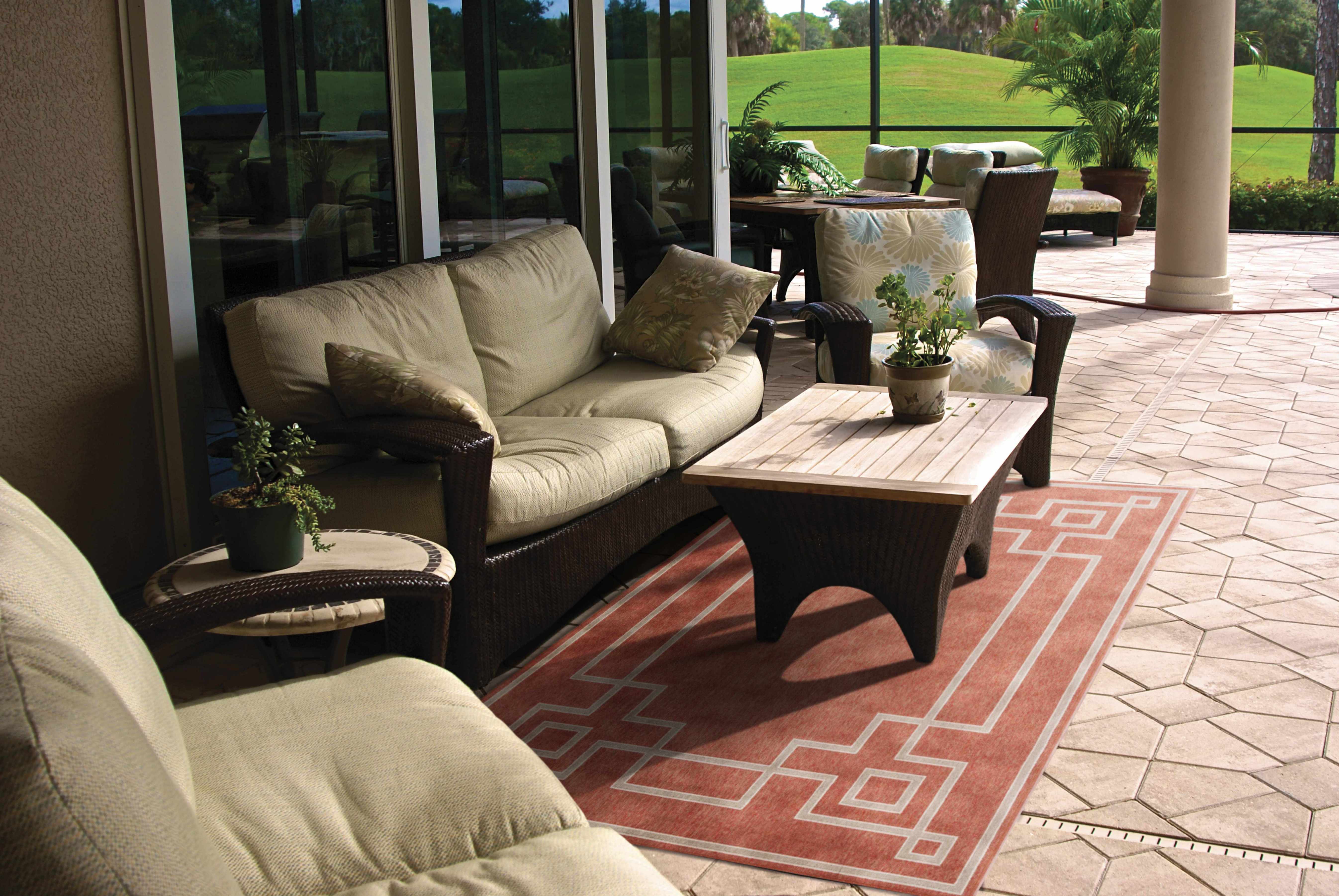 Hauteloom Harborgreek Brick Red Outdoor Rug - Transform Your Outdoor Space