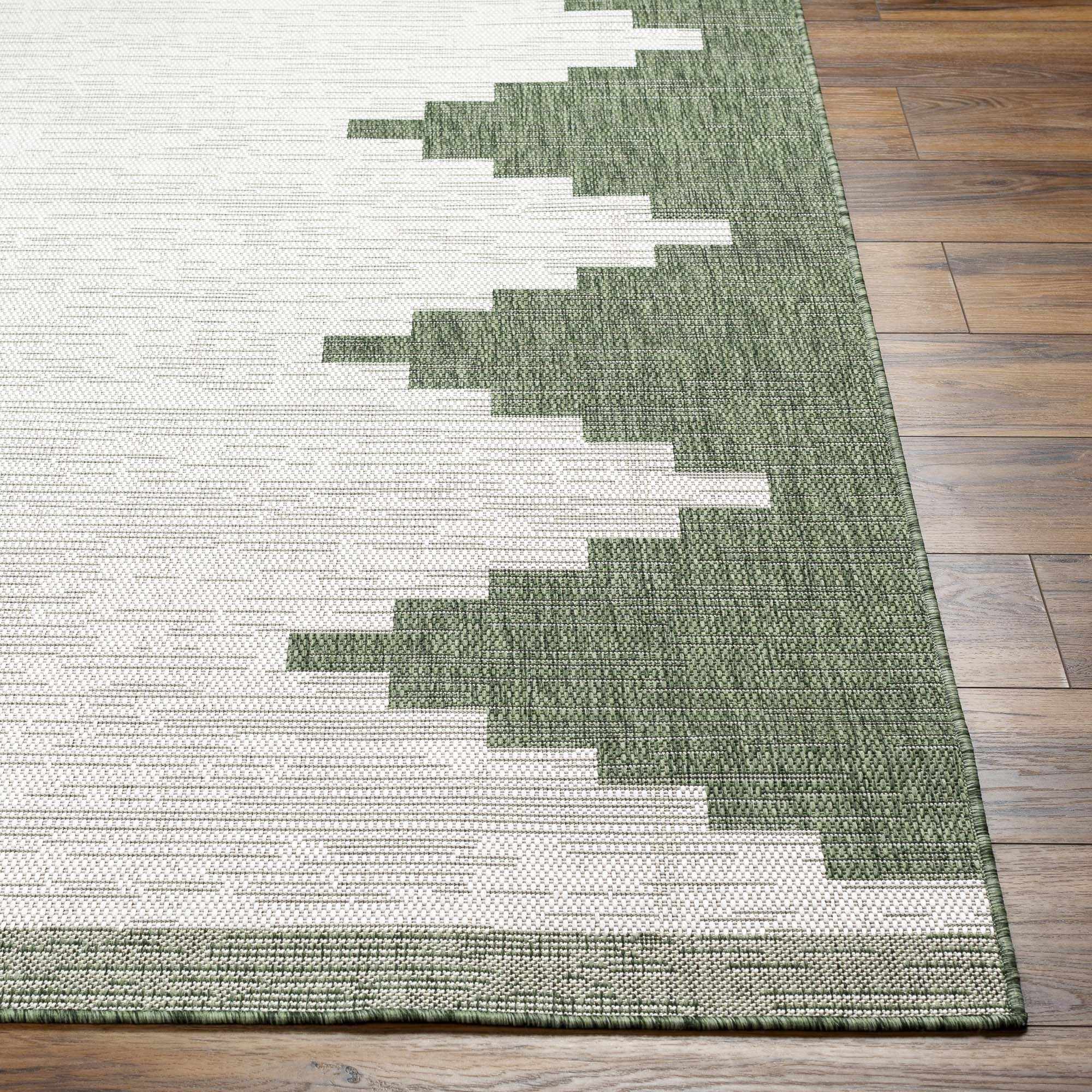 Hauteloom Djugun Green Aztec-Inspired Outdoor Rug