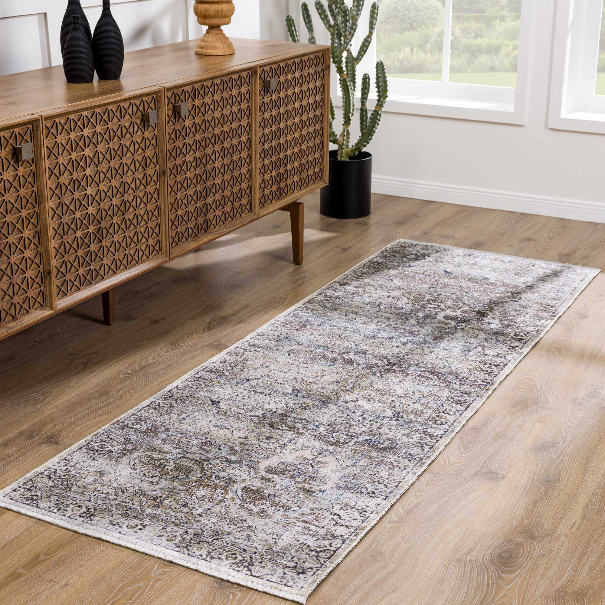 Hauteloom Olive Holi-2304 Washable Vintage Area Rug - Transform Your Space!