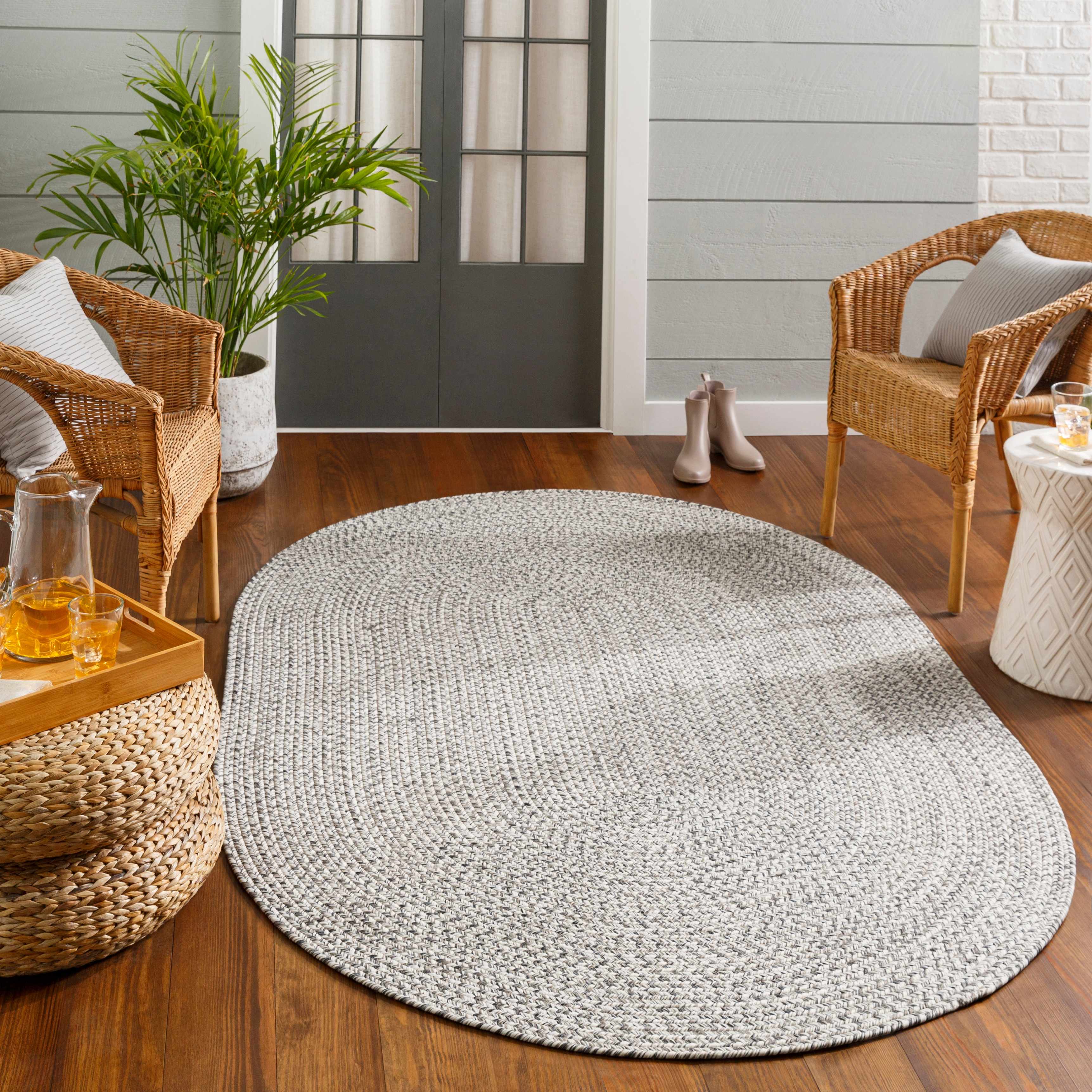 Hauteloom Cream Charcoal Braided Faux Jute Rug - A Stylish and Durable Addition to Your Space