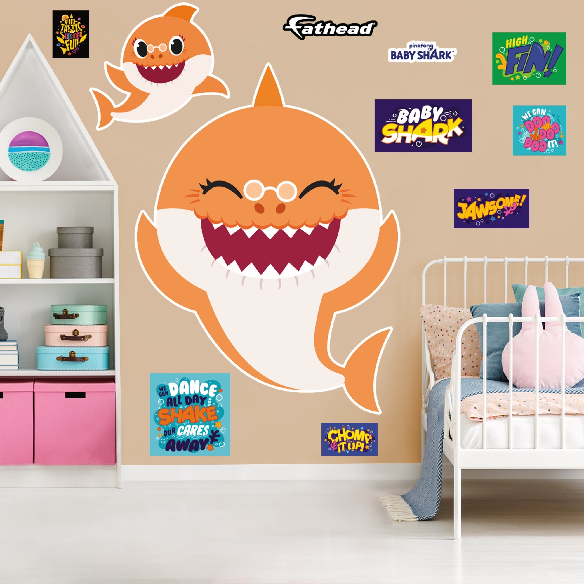 Officially Licensed Nickelodeon Fathead Baby Shark: Grandma Shark RealBig Removable Adhesive Decal