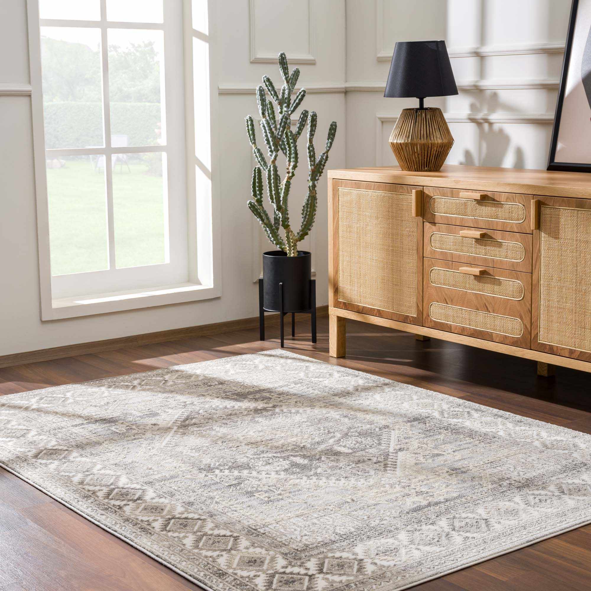 Exquisite Hauteloom Brend Taupe Medallion Area Rug