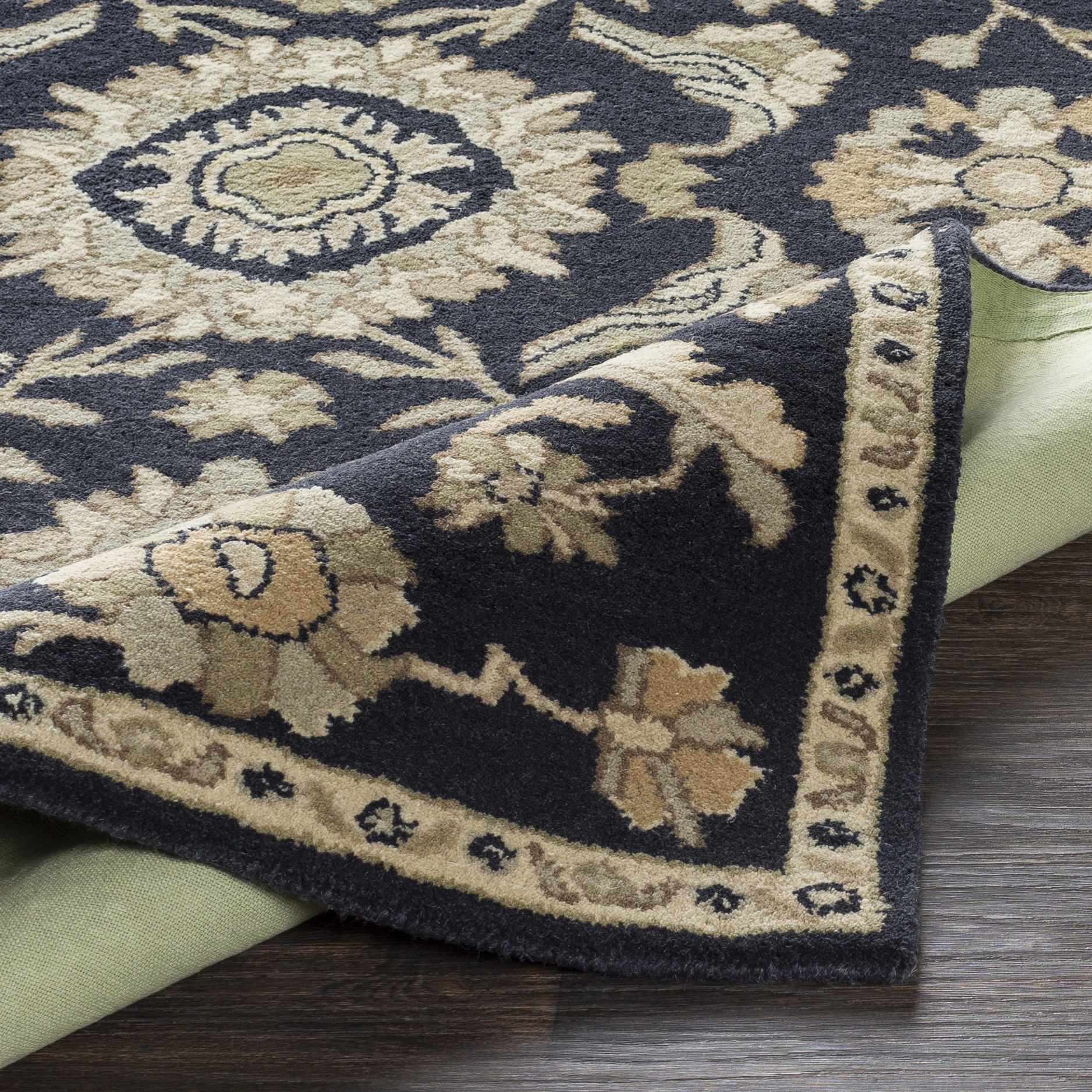Exquisite Hauteloom Copen Black Floral Wool Rug