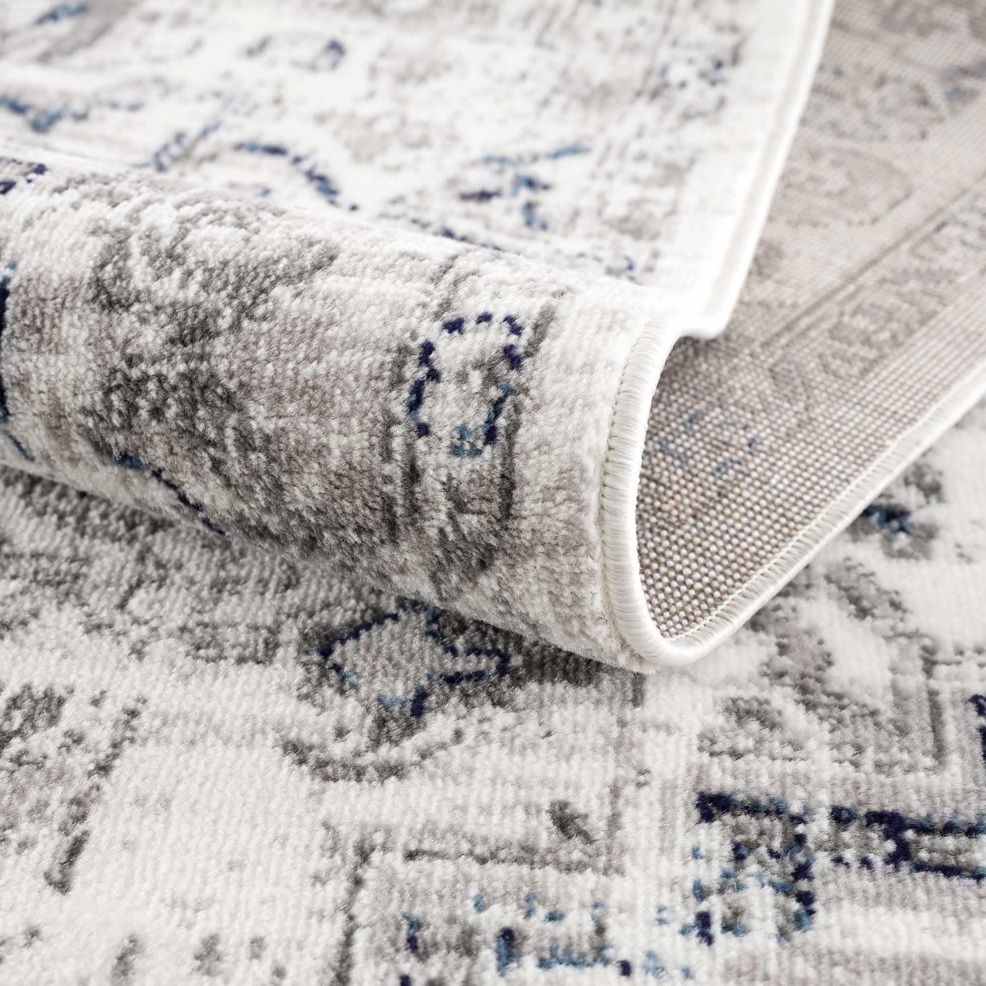 Hauteloom Buenaventura Cream & Navy Area Rug - Add a Touch of Elegance to Your Space