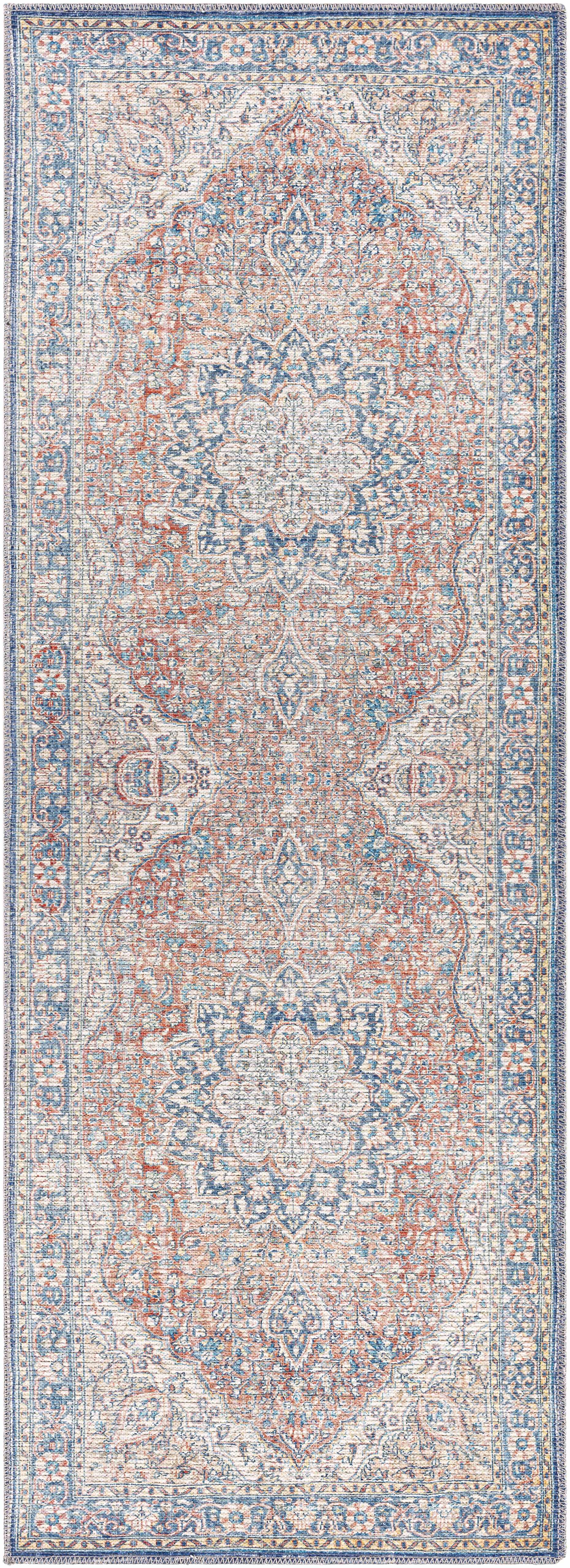 Hauteloom Wacousta Red & Blue Machine Washable Rug - A Splash of Color for Your Space