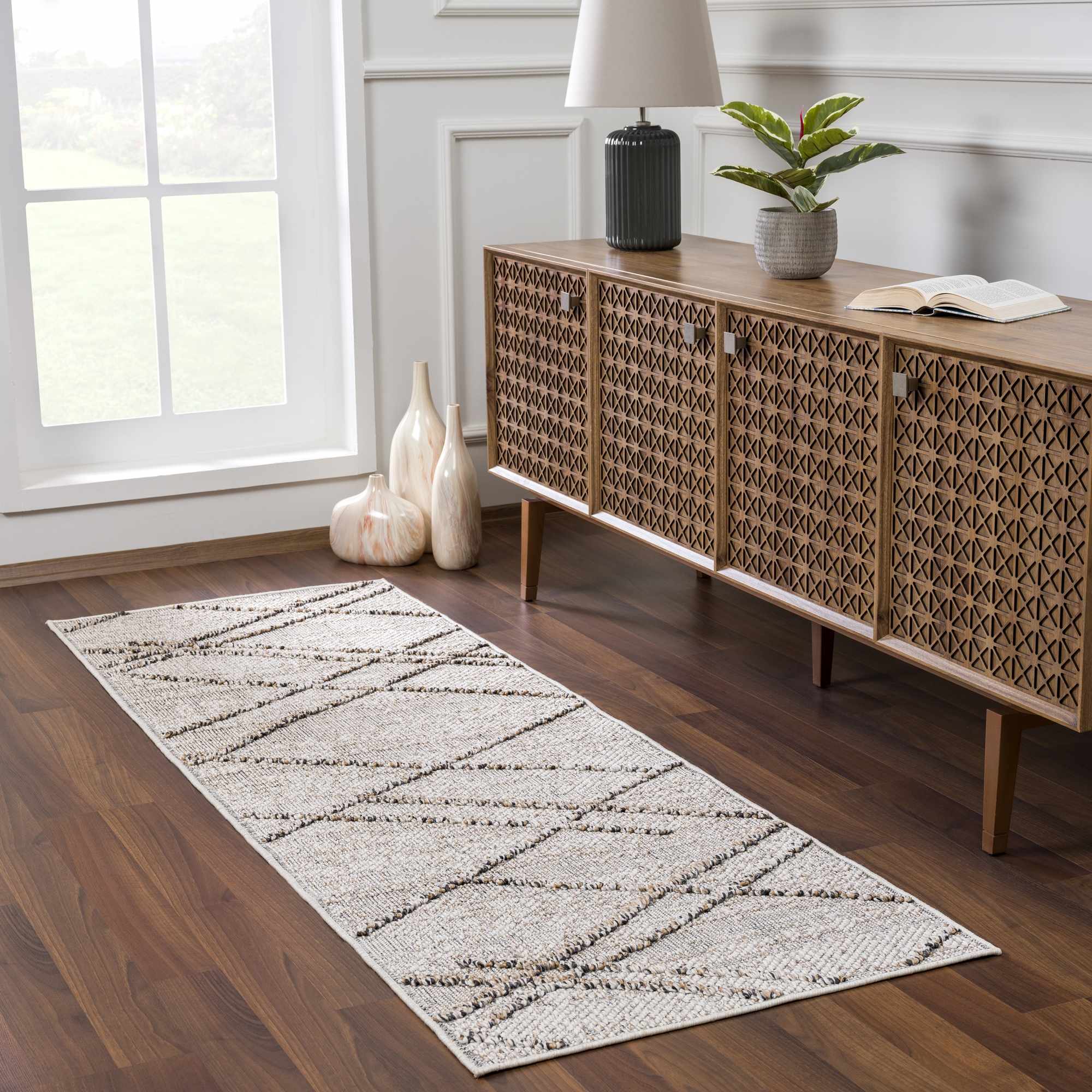 Exclusive Hauteloom Baqer Bone & Tan Textured Performance Rug - A Limited Edition Gem
