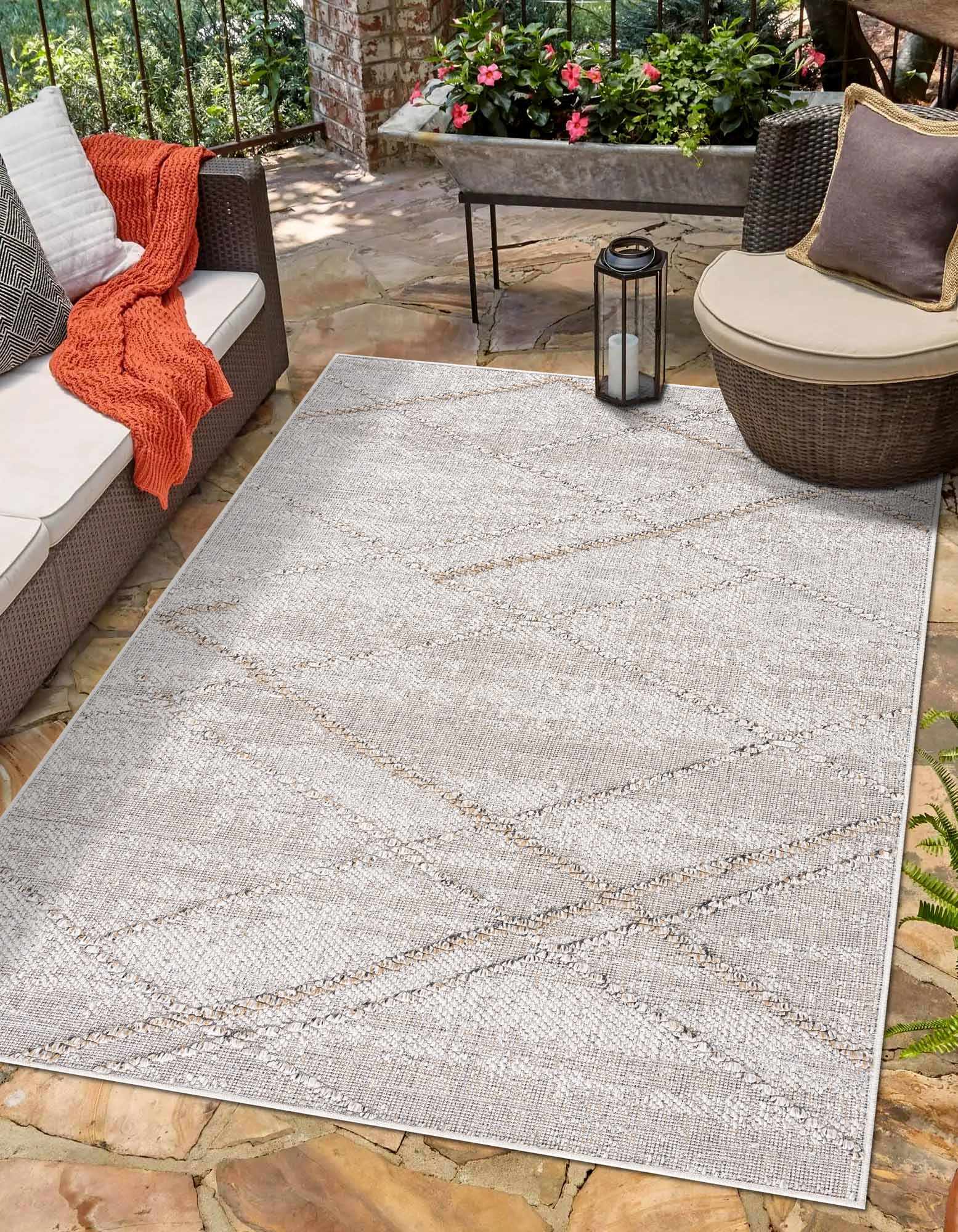 Exclusive Hauteloom Baqer Bone & Tan Textured Performance Rug - A Limited Edition Gem