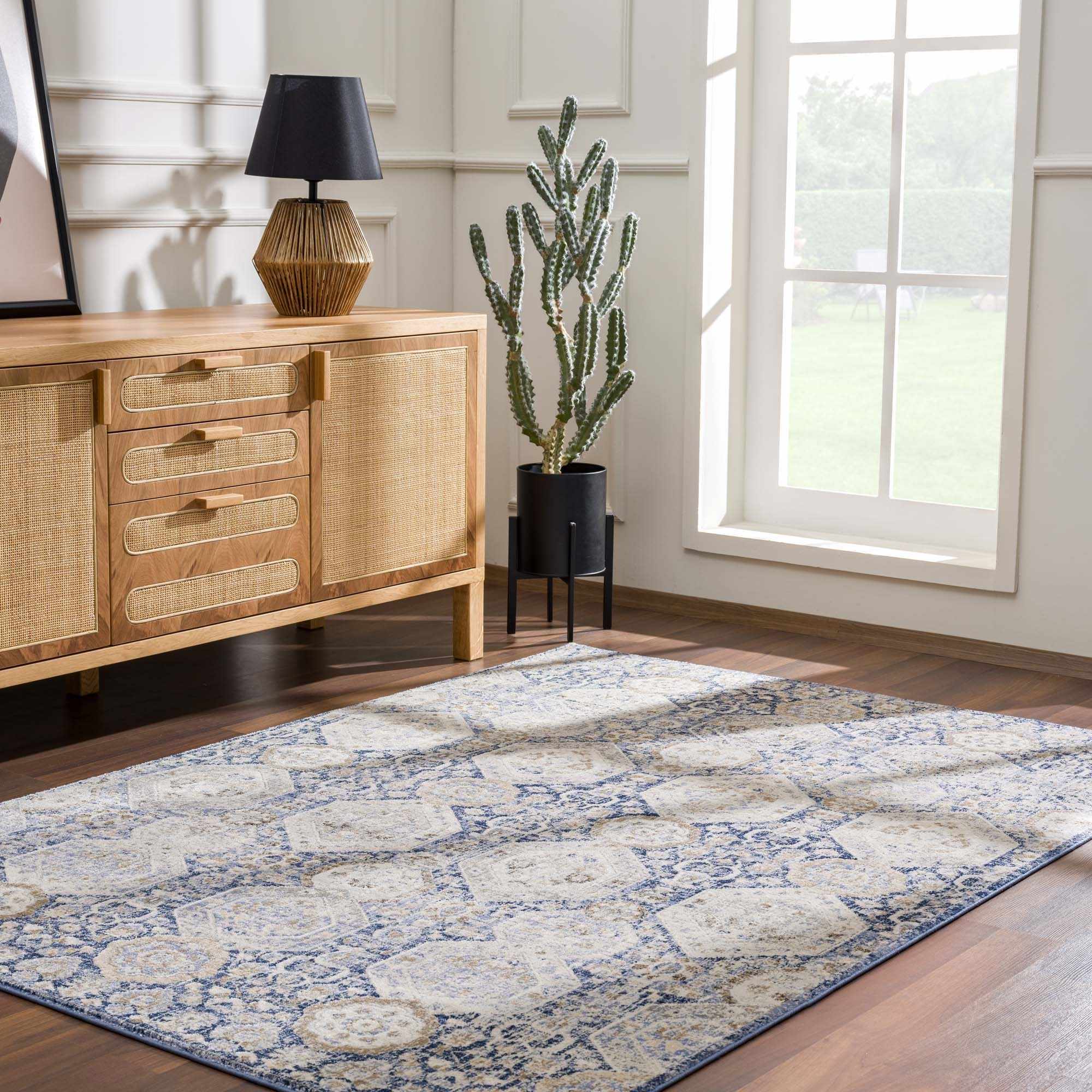 Luxurious Hauteloom Parkerfield Blue Area Rug