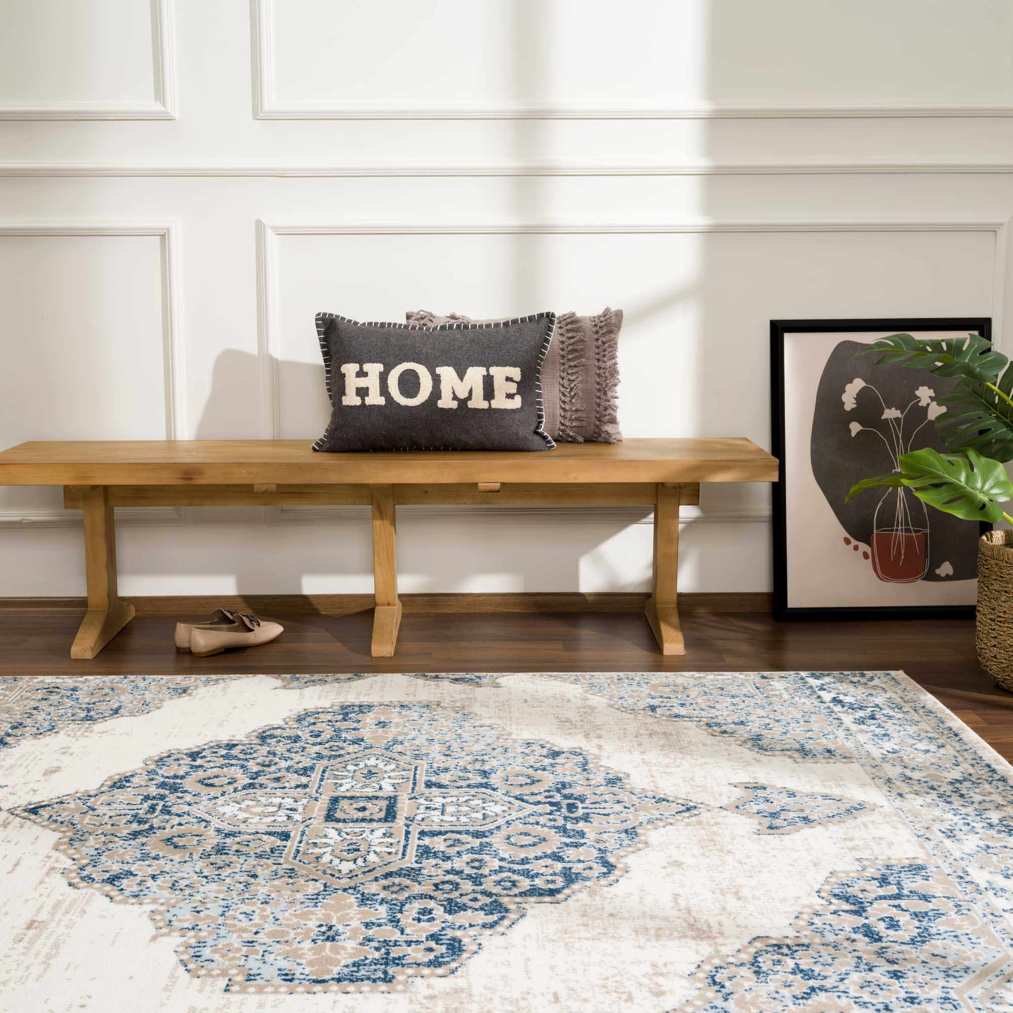 Exquisite Hauteloom Amir Blue Medallion Area Rug