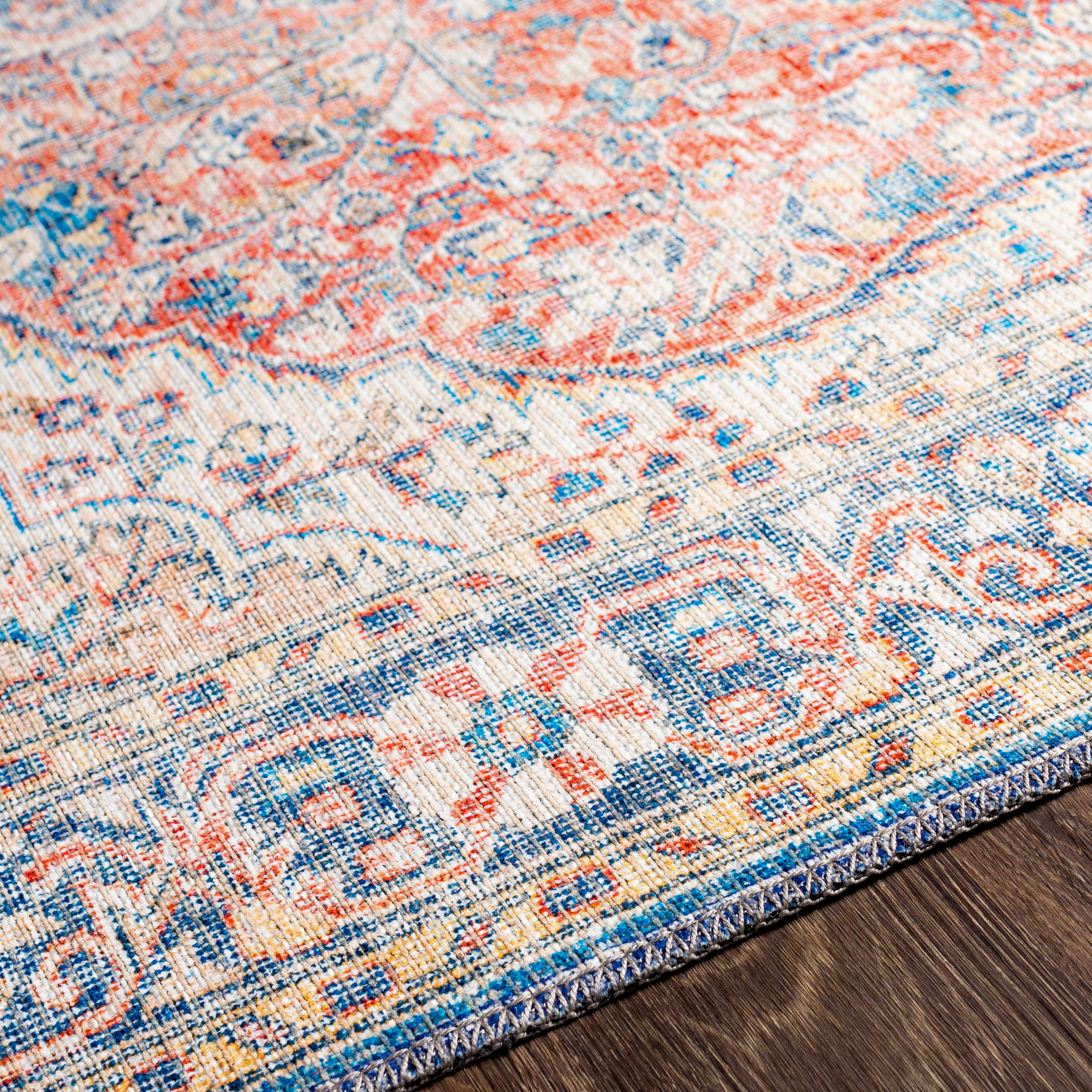 Hauteloom Wacousta Red & Blue Machine Washable Rug - A Splash of Color for Your Space
