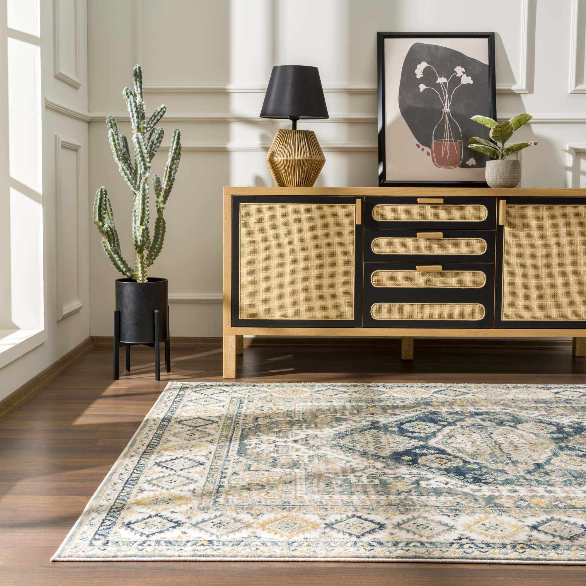 Exquisite Brend Blue Medallion Area Rug by Hauteloom