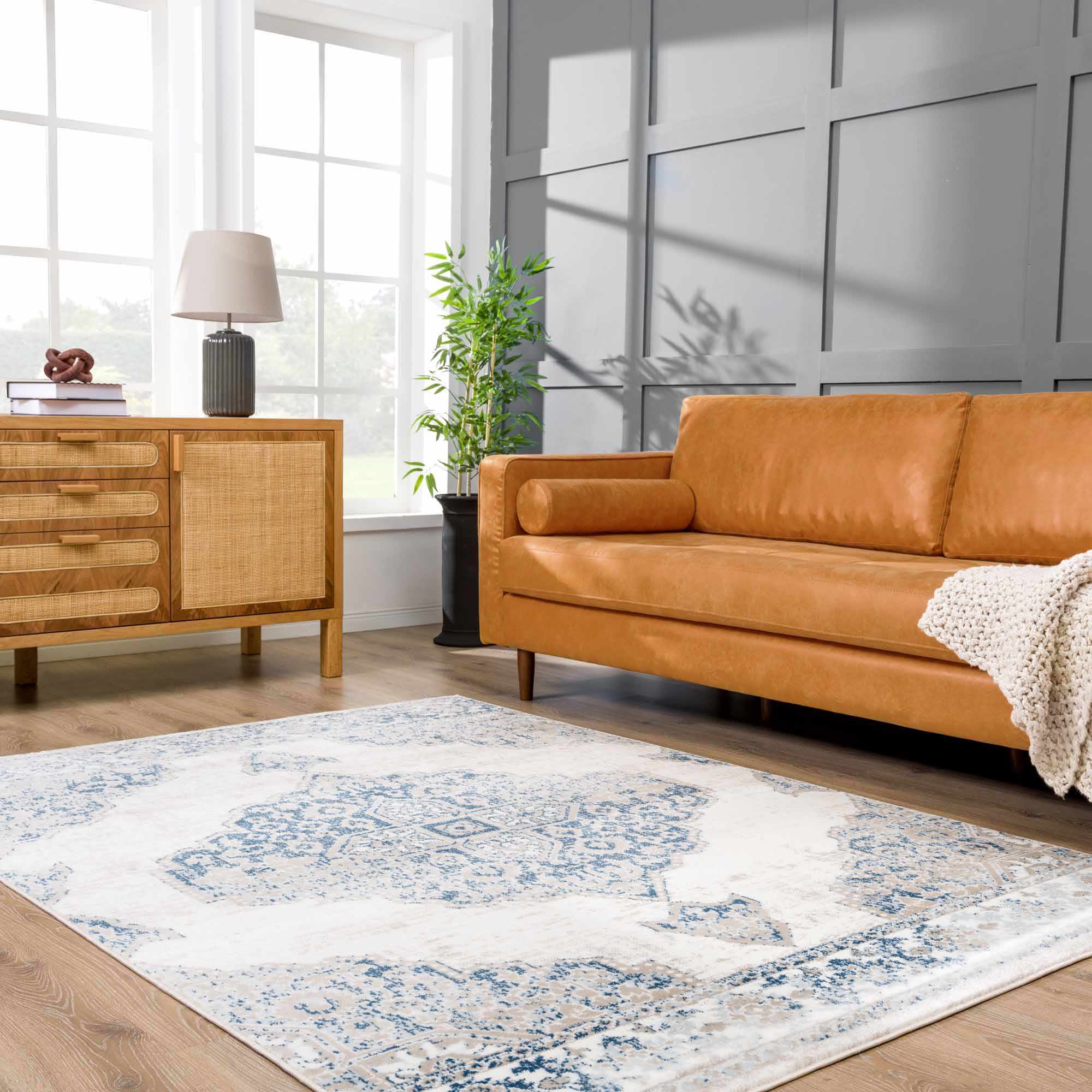 Exquisite Hauteloom Amir Blue Medallion Area Rug