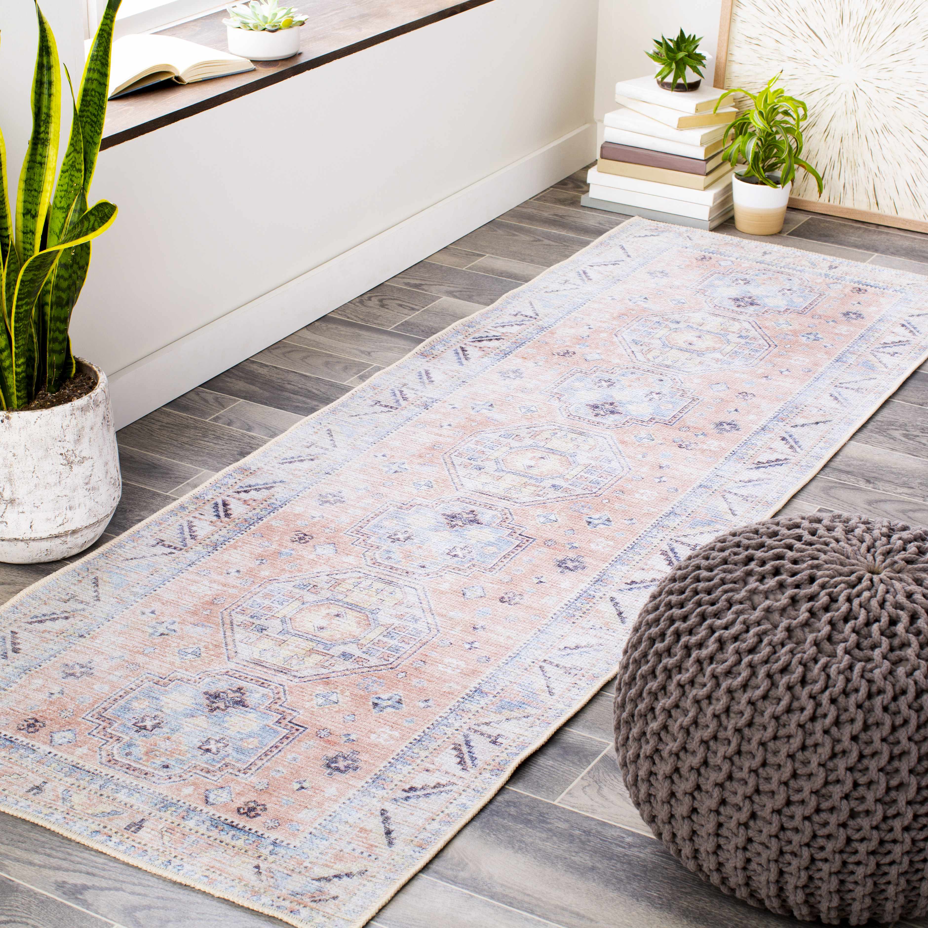 Indulgent Hauteloom Morcott Peach Washable Area Rug