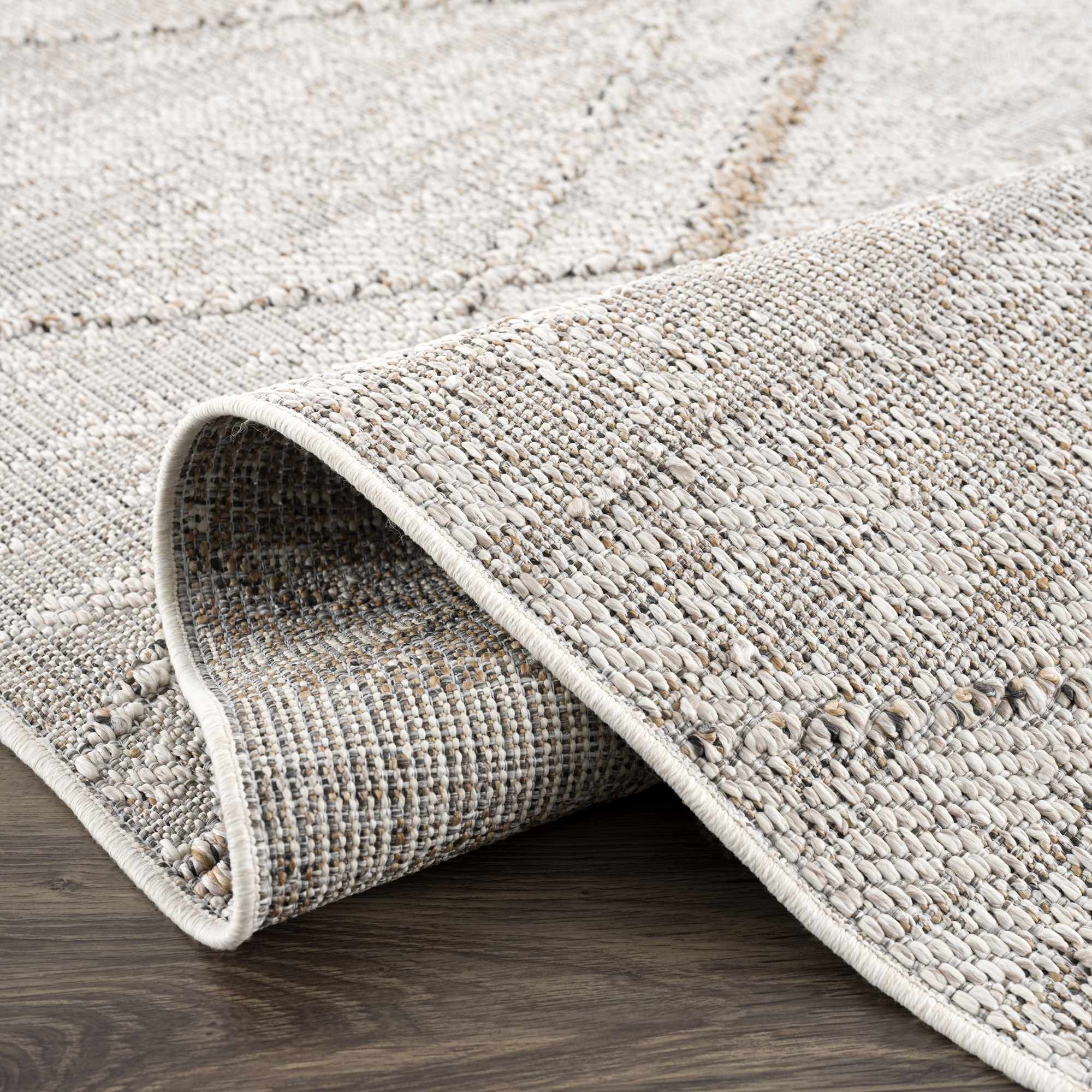 Exclusive Hauteloom Baqer Bone & Tan Textured Performance Rug - A Limited Edition Gem
