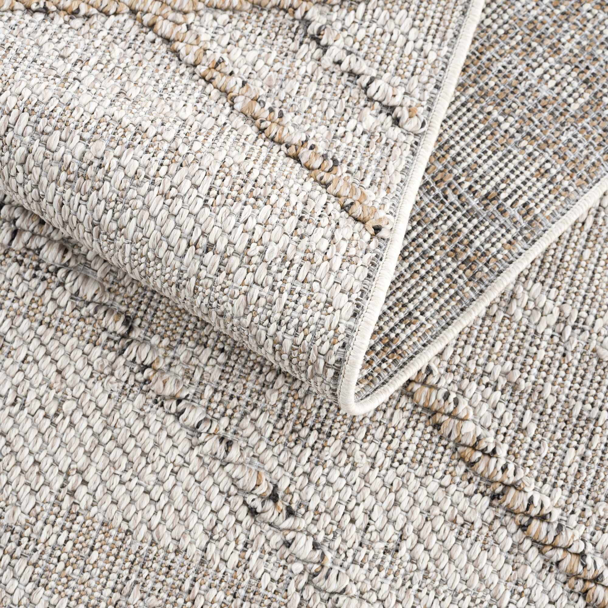 Exclusive Hauteloom Baqer Bone & Tan Textured Performance Rug - A Limited Edition Gem